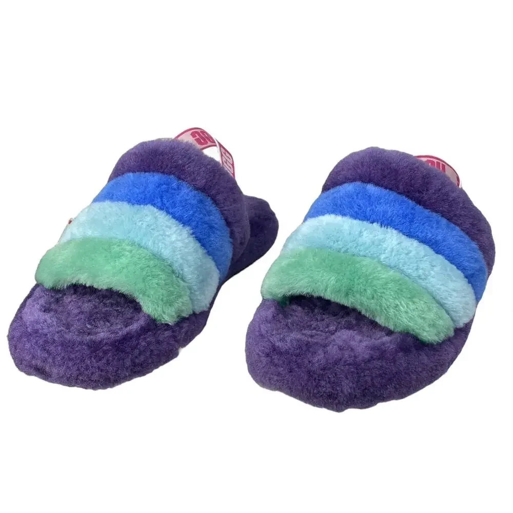 UGG Kids Fluff Yeah Purple Shearling Sandal Slipper Size US 6